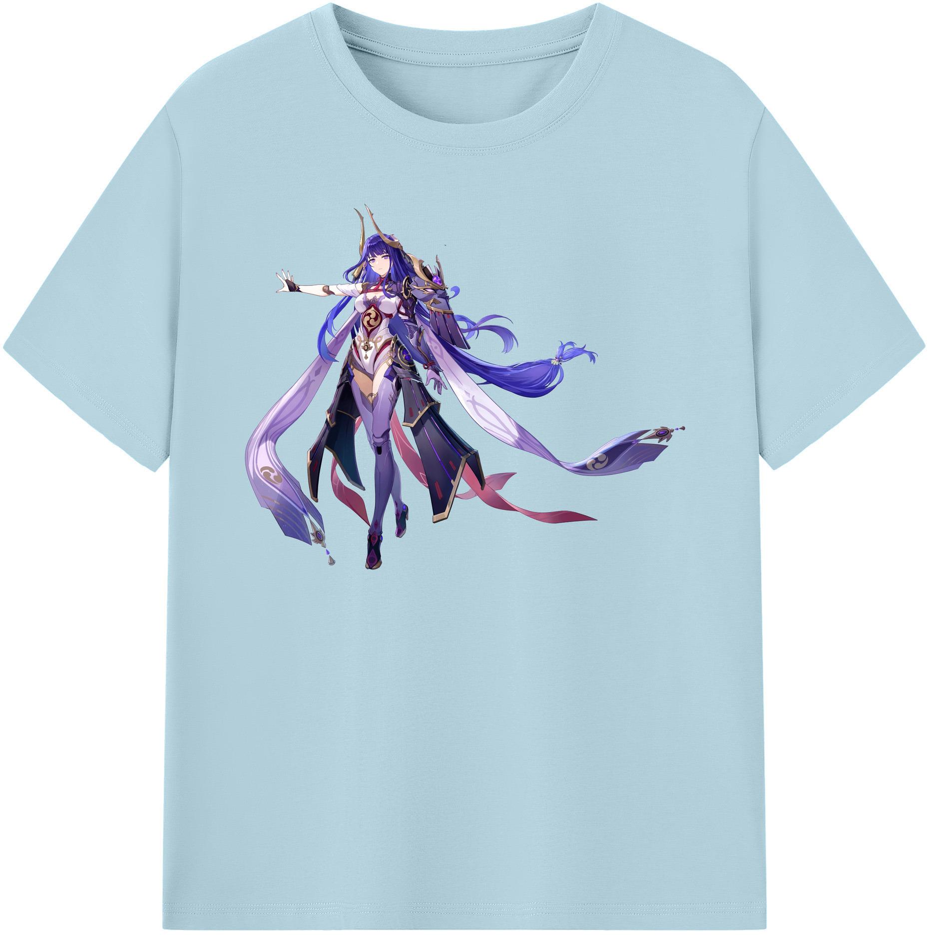 げんし神 雷電将軍 らいでんしょうぐん genshin Raiden Shogun 綿100％半袖Tシャツ（フロントプリント）